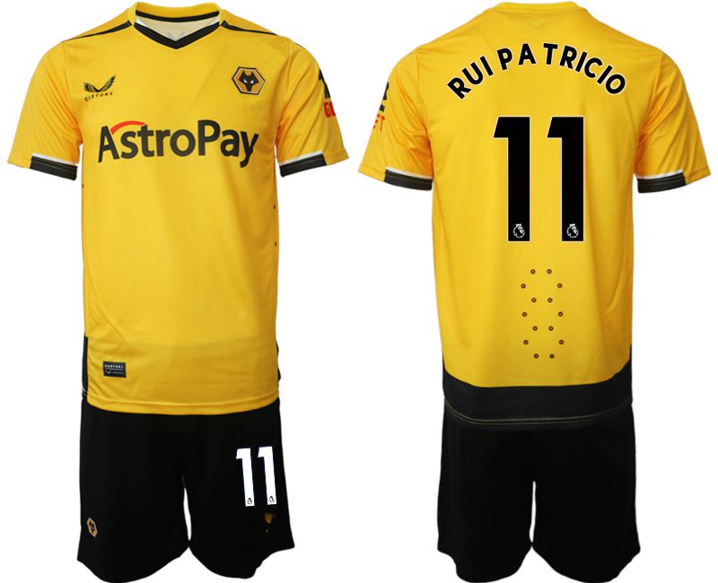 Men 2022-2023 Club Wolverhampton Wanderers home yellow 11 Soccer Jersey